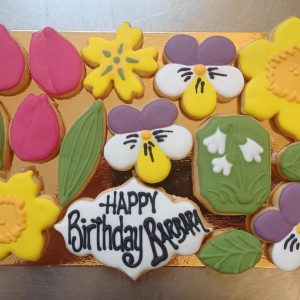 box of butter shortbread spring flowers themed biscuits